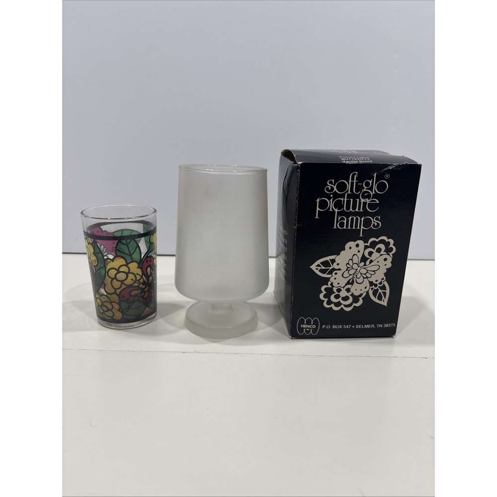 Henco Soft-Glo Picture Lamps Love Light Candle and Holder Butterfly